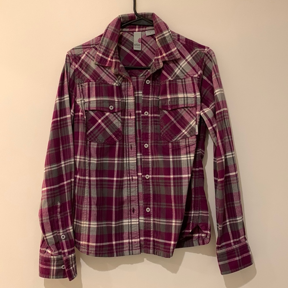 Stio Women’s Purple Plaid Button-Down Shirt
